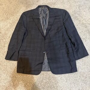 Hickey Freeman Sport Coat Mens 44R Gray Check Loro Piana Super 150s Wool